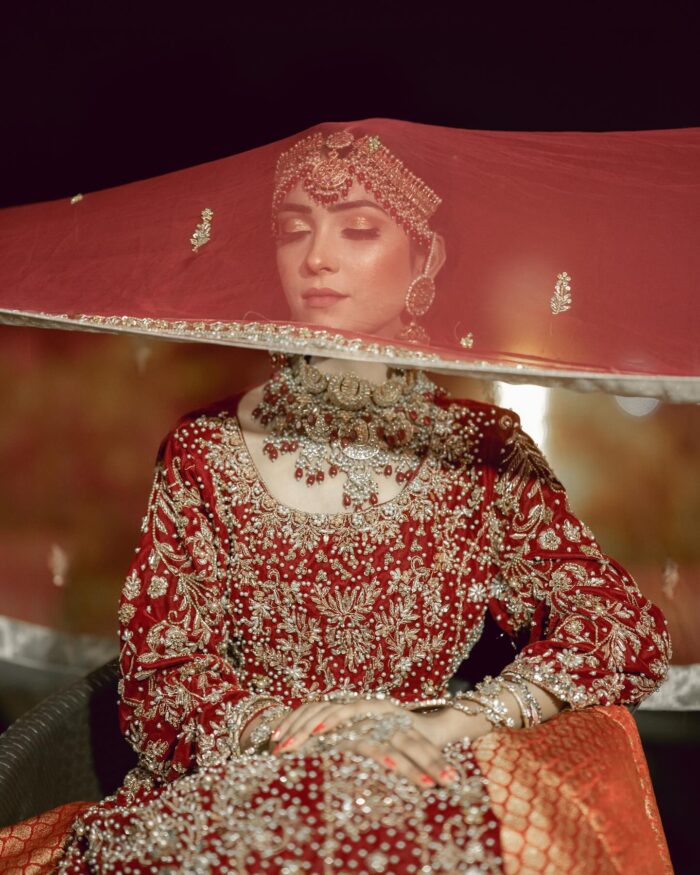 ARed Farshi With Twin Dupatta. bridal - Image 5