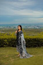 Black embroidered with brochea dupatta - Image 6