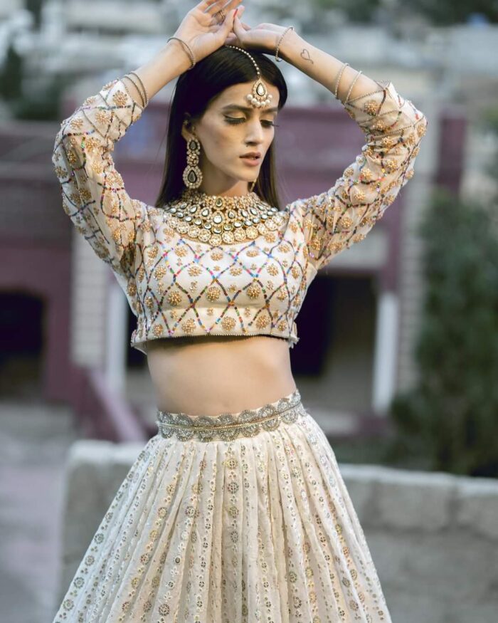 ACouture white multi lehnga. - Image 1