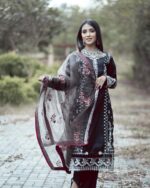Raw silk with organza dupatta - Image 3